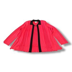 Exclusively Misook Cable Acrylic Cable Knit Raspberry Cardigan Tank Top Set PXL